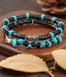 abordables -Ensemble de bracelets en perles de pierre naturelle pour hommes, bijoux de bracelet extensibles superposés bohèmes pour vêtements décontractés, fêtes et cadeaux