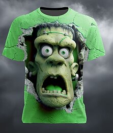 levne -Halloween Pánské 3D tisk Zombie 3D Tričko Krátký rukáv tričko 3D tisk Tričkový Košile Přehnaný Designové Horor Párty ulice Dovolená Jezerní modrá Fialová Trávová zelená Léto Jaro Celý rok Oblečení S