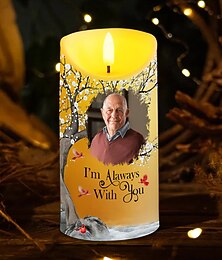 cheap -Personalized Memorial LED Candle Custom Photo Sympathy Gifts For Loss Of Loved Ones, Elegant Remembrance Light for Home Bedroom Decor, Tribute to Passed Loved Ones