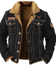 economico -Per uomo Ricamato Stampa Mucca Giacca in Pile Giacca Cargo Giacca Sherpa Tattico Calore Termico Vintage All'aperto Casa Tasche Multiple Cappotti invernali Autunno Inverno Collo rovesciato in pile