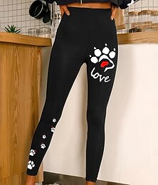 abordables -Femmes Slacks Leggings Leggings confortables Vacances ancien Streetwear Longueur complète Naturel Graphique Animal Chat Taille Élastique Imprimé Confortable Extérieur Haute Élasticité Extérieur