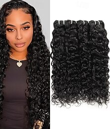 abordables -Extensions de cheveux brésiliens naturels noirs ondulés de 25 à 76 cm, lot de 4