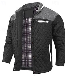 economico -Per uomo Giacca trapuntata Giacca Casual Vacanza Quotidiano Caldo Patchwork Tasca Autunno Inverno Blocco di colori Moda Classico Collo alla coreana Regolare Nero Blu Cachi Verde militare Giacca