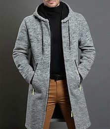 economico -Per uomo Cappotto Trench Trench lungo Vacanza Quotidiano Primavera Inverno Poliestere Antivento Caldo Capispalla Abbigliamento Moda Classico Semplice Tasca Con Cappuccio Cerniera