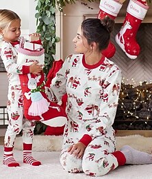 halpa -Joulupukki Perhe-joulupukki Yöasut Miesten Naisten Poikien Tyttöjen Perheeseen sopivat asut Makea Kuvitettu Kuvio Aikuiset Lasten Joulu Uusi vuosi jouluaatto Koti vaatteet Toppi Housut