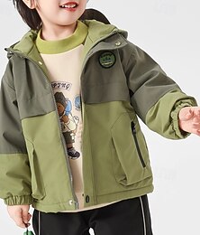 economico -Bambini Ragazzi Giubbino da escursione Giacca da esterno Capispalla Blocco di colori Manica Lunga Cerniera Tasca Comfort Impermeabile Antivento Cappotto All'aperto Moda Quotidiano Verde scuro Lilla