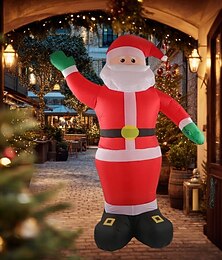 voordelige -1 st 2,5 m/8,2 ft kerstgroene hand staande kerstman led opblaasbaar luchtmodel binnen en buiten bijeenkomst binnenplaats gazon sfeer decoratieve verlichting eu/us/uk/au stekker