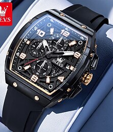abordables -Montre homme Olevs 2976, bracelet en silicone, chronographe, étanche, lumineuse, sport, date