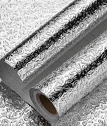 levne -2 role samolepek na kuchyňský obklad, hliníková fólie, samolepicí tapeta – tepelně odolná do 230 °C, olejotěsná, voděodolná, snadno se řezá na skříňky, sporák, pracovní desky