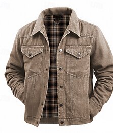 זול -בגדי ריקוד גברים ז'קט קז'ואל ז'קטים מג'ינס חופשה יומי עמיד בפני שחיקה כיס אביב סתיו אחיד אופנתי קלסי דש רגיל חום תלתן כחול כהה Jackets