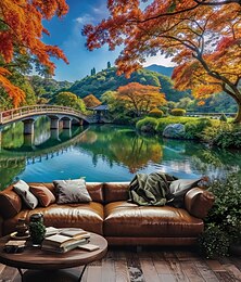رخيصةأون -نسيج منشفة الجدار الشنق مناظر الطبيعيةمربع طبيعة جسر بحيرة 3D غرفة نوم غرفة المعيشة السكن الجامعي غرفة المراهقين سكن جامعي غرفة نوم أخوية في كهف الرجال ديكور المنزل