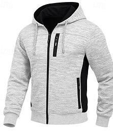 abordables -Homme Sweat à capuche Sweat à capuche zippé intégral Sweat à capuche en polaire Sweat à capuche tactique Noir Blanche Vert Véronèse Rouge Bordeaux bleu marine À capuche Uni Fermeture éclair Sport
