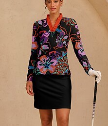 voordelige -Dames Wandelen poloshirt Rood Lange mouw Kleding Bovenlichaam Dames golfkleding kleding outfits draag kleding