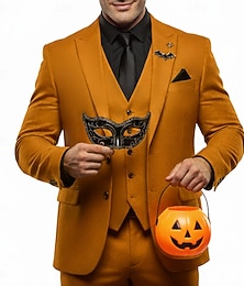 billige -Menn Halloween Festdrakter Hakkjakkeslag Oransje Ensfarget Skreddersydd 3 deler sett