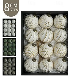abordables -Lot de 12 boules de Noël décoratives pour sapin de 8 cm (3,15 pouces), style vintage, décorations à suspendre pour sapin de Noël, fête &décoration d'intérieur