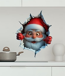 abordables -Autocollant mural de Noël créatif, motif Père Noël, amovible, en vinyle, pour fête, salon, chambre à coucher, décoration d'intérieur, festival, Noël