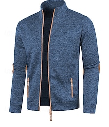 economico -Per uomo Giacca Casual Cappotto del maglione Vacanza Quotidiano Caldo Tasca Autunno Inverno Semplice Moda Classico Collo alla coreana Regolare Nero Blu marino Blu Grigio Giacca