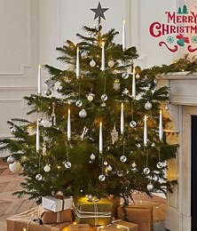 abordables -Lot de 12 bougies LED vacillantes sans flamme avec télécommande et crochets en boule de cristal Bougies coniques sans flamme alimentées par piles, idéales pour les décorations de Noël, de la
