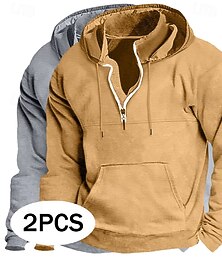 abordables -Hombre Sudadera Sudadera con capucha y cremallera de un cuarto Sudadera táctica con capucha Negro + gris claro Caqui + Negro Gris claro + azul Azul marino + negro Gris oscuro+gris claro Con Capucha