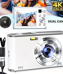 olcso -HD 4k dupla lencsés szelfi digitális kamera, hordozható otthoni utazási fotózáshoz és videofelvételhez, szépségápolási mini kamera