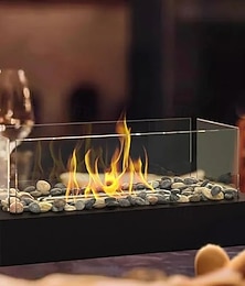 abordables -Foyer de table - petite cheminée de table en acier inoxydable plus sûre avec pavés pour les dîners, machine à s'mores