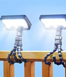 abordables -Lot de 2 lanternes solaires de camping avec détecteur de mouvement et veilleuse solaire 92 LED avec trépied flexible en forme de pieuvre, étanche IP65, pour éclairage extérieur, Halloween, Noël,