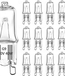 preiswerte -G9-Halogenlampen, 2-poliger Sockel, Typ JC, 120 V, T4, zweipolig, 40 W, kleine Xenon-Glühbirne für Kronleuchter, Pendelleuchten, Schrankleuchten, warmweiß 2700 K, dimmbar