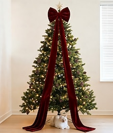 olcso -karácsonyi extra nagy bársony masnik karácsonyfadísz bordó ünnepi dekoráció függő dísz karácsonyfára, ünnepi masni otthoni partidekorációhoz