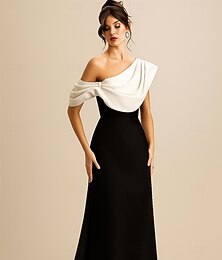 abordables -Corte A Hasta el Suelo Vestidos de noche Corte Cenicienta Vestimenta formal Elegante Sin Mangas Un Hombro Formal Boda Vestido rosa Satén con Plisado 2025