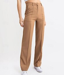 abordables -Femmes Chinos Droit Streetwear Occasionnel Longueur complète Taille moyenne Uni Avec Poches Taille Élastique Confortable Micro-Élastique Extérieur Vacances Quotidien Marron foncé Améthyste Noir Marron