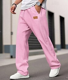preiswerte -Herren Jogginghose Hose Gerade geschnittene Sweatpants Kordelzug Tasche Elastischer Bund Einfach Komfort Sport im Freien Täglich Mode Lässig Schwarz Weiß Mikroelastisch