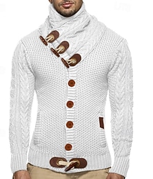 abordables -Homme Pull Chandail Gilet Cardigan Pull à col roulé A côtes Tricoter écharpe Rayé Col Roulé mode Moderne contemporain Quotidien Casual Vêtement Tenue Hiver Noir Blanche S M L