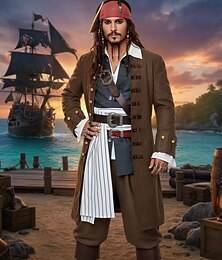 Недорогие -Pirates of the Caribbean Пираты Джек Воробей Инвентарь Забавный костюм Косплей Косплей из фильмов for Муж. Взрослые Хэллоуин Карнавал Выступление Для вечеринок