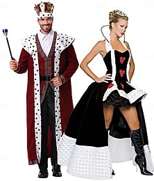 abordables -roi reine des coeurs Reine Rouge Halloween Costume élégant Costumes de Groupe pour Couples d'Halloween Alice au pays des merveilles Costume de Carnaval Cosplay Adulte Couple Homme Femmes Halloween