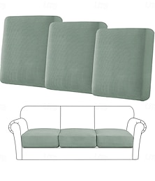 abordables -Juego de 3 fundas elásticas para cojín de sofá, para sillón de 3 plazas, color gris, lisas, suaves, duraderas y lavables.