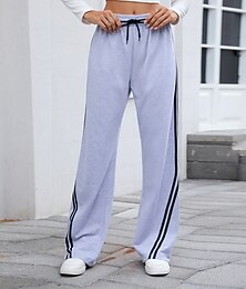 abordables -Femmes Joggings Jambe large Chinos Mode Streetwear Occasionnel Longueur complète Taille haute Uni Ceinture Élastique Confortable Doux Micro-Élastique Extérieur Rue Athleisure Bleu-marine Noir Blanche
