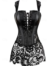 halpa -Naisten Muotoileva korsetti vyötärön korsetti Muotilevat asut Seksikäs korsetti Seksikäs Makea Puhdas väri Tilkkutäkki Nauhanreikä Hame Loma Päivittäin Sänky Hihaton Korsetti Musta Rubiini Kevät Syksy