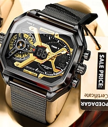 abordables -Relojes Poedagar de moda para hombre, con fecha, semana, LED, electrónico, militar, resistente al agua, de acero inoxidable, malla, deportivo, de cuarzo.