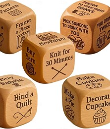 preiswerte -Quilter-Würfel, handgefertigter Quilt-Entscheidungswürfel aus Holz mit 6 eingravierten Nähaufgaben, lustiges Geschenk für Quilt-, Strick-, Back-, Trink-, Stickaufgaben, kreatives Geschenk für Quilter