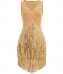ieftine -Rochie de dans latino cu ciucuri și strasuri pentru femei, costume de dans de sală pentru competiții, tango, salsa, rochii de dans flapper