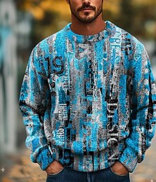 preiswerte -Herren Geometrisch Farbblock Pullover Strickware Rundhalsausschnitt Retro Vintage Lässig Urlaub Heim Straße 3D-Druck Stricken warm halten Langarm Frühling Herbst Winter Blau Orange Amethyst