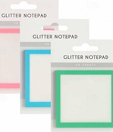 abordables -Lot de 3 blocs-notes à paillettes, notes autocollantes, notes autocollantes transparentes et translucides, fournitures de bureau scolaires