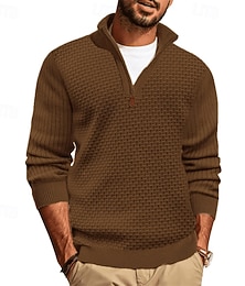preiswerte -Herren Pullover Pullover mit Viertelreißverschluss Strickpullover Gerippt Stricken Normale Oberteile Gestrickt Einfach Halber Reißverschluss Mode Lässig Urlaub Alltagskleidung Bekleidung Herbst Winter