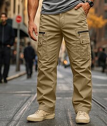 abordables -Homme Pantalons Cargo Pantalon cargo Pantalons de Travail Pantalon de randonnée Multi-poches Jambe Droite Uni Portable Évacuation de l'Humidité Longueur complète Extérieur Occasionnel Quotidien