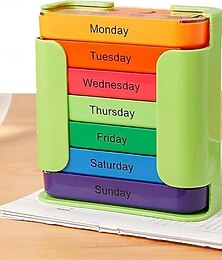 preiswerte -Tragbarer Pillendosierer mit großem Fassungsvermögen für 7 Tage, wasserdichter Medikamentendosierer, stapelbare Pillendosen mit 4 Fächern für die tägliche Einnahme, reisefreundlich,