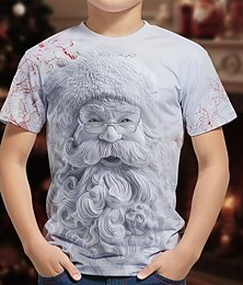 billiga -Jul Pojkar 3D Grafisk jultomten T-shirt Kortärmad Sommar Vår Mode Grundläggande Barn 4-12 år Rund hals Utomhus Ledigt Dagligen Normal