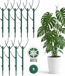 baratos -10 estacas para plantas, estacas de suporte para plantas de interior e exterior. Varas para plantas de 11 polegadas com amarras de 20 m, adesivos de 5 m para plantas trepadeiras em vasos de jardim.