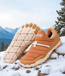 levne -Dámské outdoorové tenisky v velbloudí barvě s plyšovou vnitřní stranou a odolnou gumovou podrážkou, ideální pro turistiku, zimní dobrodružství a neformální víkendové výlety