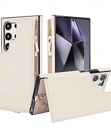 Недорогие -телефон Кейс для Назначение SSamsung Galaxy S25 S24 S23 S22 Плюс Ультра A16 A55 5G A14 A54 А53 A13 Кейс на заднюю панель с ремешком Откидная подножка Разъем для карты Ретро ТПУ Кожа PU