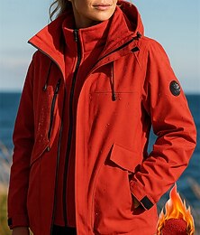 levne -Vánoce Dámské Dağcı Ceketi Fleecová bunda Bunda 3 v 1 Zima Venkovní Voděodolný Větruvzdorné Vrchní část oděvu Černá Bílá Červená Fialová